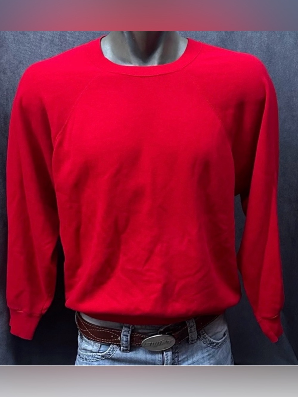 Vintage raglan sleeve sweatshirt blank men’s XL dark red